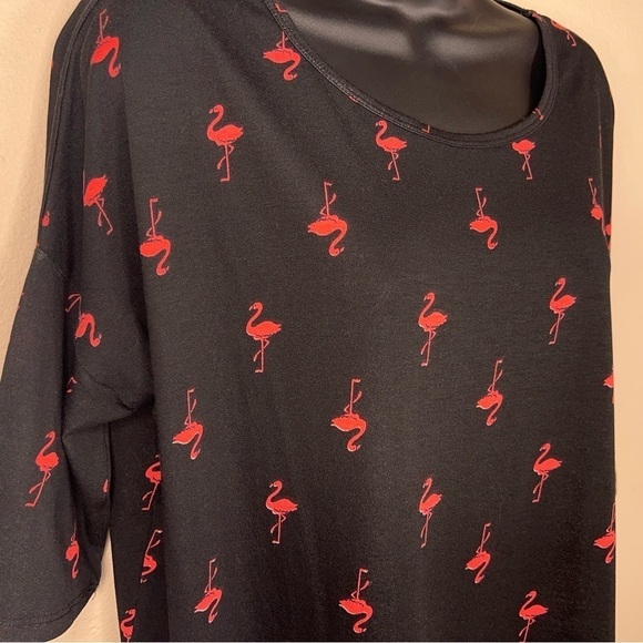 NEW XS LULAROE BLACK PINK FLAMINGO TEE IRMA STYLE OVERSIZED  FLORIDA  TUNIC - Picture 4 of 13